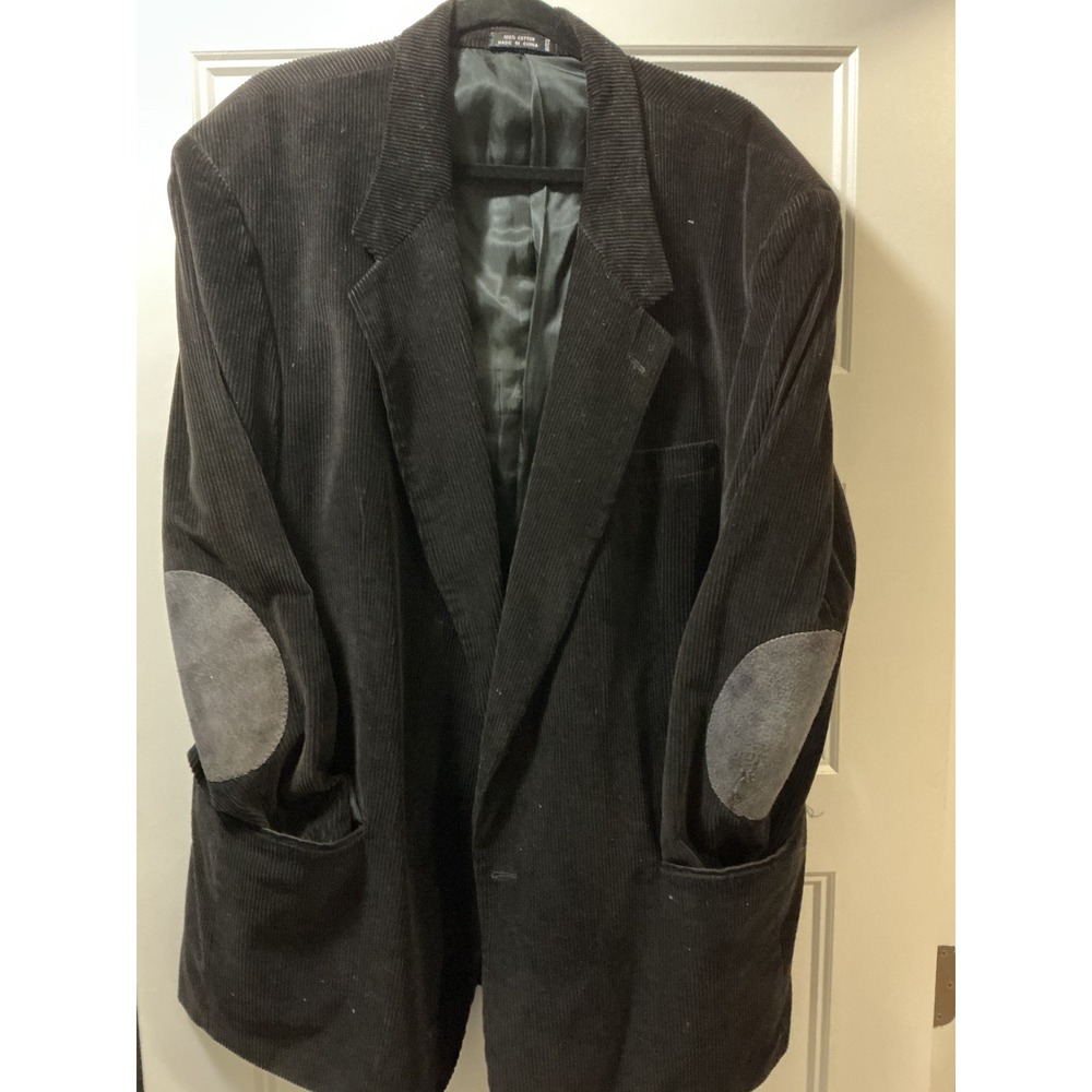 Nicolo Mens Corduroy Blazer Jacket Brown Elbow Patches Academic Sport Coat L